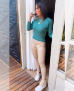 Tricot cropped verde esmeralda - Imagem 2