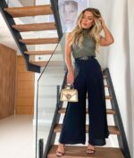 Calça pantacourt transpassada