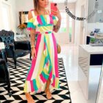 Vestido listrado pario com babado