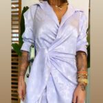 Vestido cetim transpassado Sophie lilás - Imagem 2