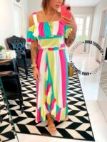 Vestido listrado pario com babado - Imagem 2