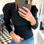 Blusa manga princesa preto