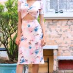 Vestido midi estampado flamingo