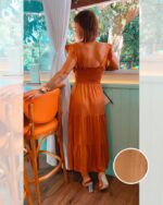 Vestido decote v marrom - Imagem 2