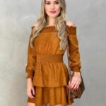 Vestido suede Skinny mostarda