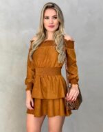 Vestido suede Skinny mostarda