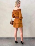Vestido suede Skinny mostarda - Imagem 3