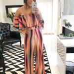 Macacão longo ombro a ombro listrado