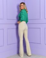 Calça flare detalhe ziper - Imagem 2