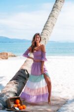 Conjunto top e saia lastex 4 cores