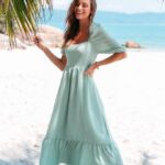 Vestido midi princesa verde