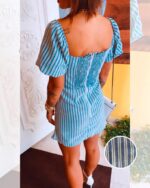 Vestido listrado manga balone - Imagem 3