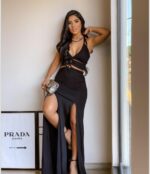 Vestido Nicoly preto com fenda na saia - Imagem 4