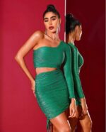 Vestido lurex uma manga