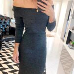 Vestido midi ombro a ombro preto