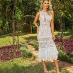 Vestido renda com cinto