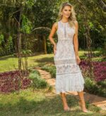 Vestido renda com cinto
