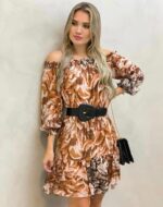 Vestido ombro a ombro nescau