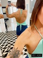 Cropped tricot frente única verde tiffany - Imagem 2