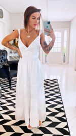 Vestido cetim poá branco - Imagem 2