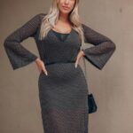 Vestido midi com sobreposição