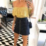 Blusa ombro a ombro poá amarelo