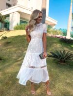 Vestido midi renda manguinha - Imagem 2