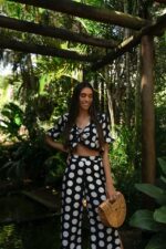 Conjunto calça e cropped poá preto - Imagem 3
