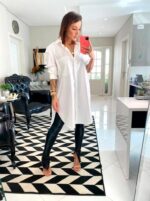 Camisa maxi em tricoline branca - Imagem 2