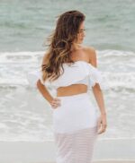 Conjunto saia longa e cropped devore branco - Imagem 2