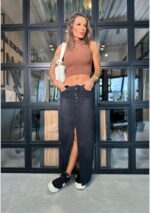 Cropped canelado Lívia marrom