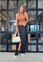 Cropped canelado Lívia marrom - Imagem 2