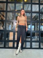 Cropped canelado Lívia camurça