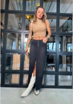 Cropped canelado Lívia camurça - Imagem 2