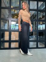 Cropped canelado Lívia camurça - Imagem 3