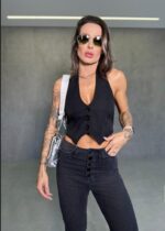 Colete cropped preto Charlotte - Imagem 2
