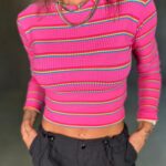 Blusa listrada pink Letícia