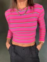 Blusa listrada pink Letícia