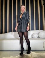 Blazer alongado risca de giz Heloa