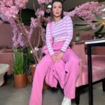 Blusa manga longa listrado rosa Ana