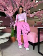 Blusa manga longa listrado rosa Ana - Imagem 2
