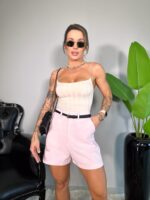 Shorts alfaiataria Rebeca rosa