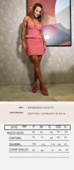 Vestido listrado Flavia vermelho - Imagem 4