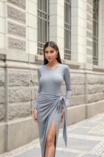 Vestido body detalhe saia manga longa - Imagem 5
