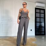 Top listrado Viviane grafite