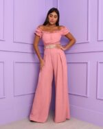Conjunto pantalona rosa queimado - TAMANHO P