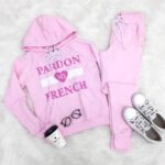 Conjunto moletom PARDON MY FRENCH rosa - TAMANHO M