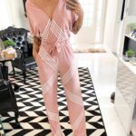 Macacão poá listras rosa