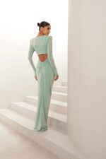 Vestido manga longa com fenda - Imagem 2