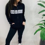 Conjunto moletom OBSESSED preto - TAMANHO P